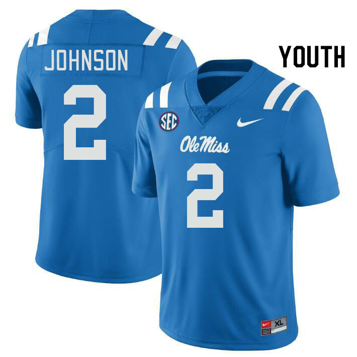 Youth #2 Cedric Johnson Ole Miss Rebels College Football Jerseys Stitched Sale-Power Blue